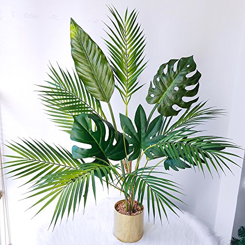 Supla 1 Pcs Artificial Tropical Palm Leaves Branches in Green Fake Areca Palm Tropical Plant 9 Leaves Branches 33.4" Tall for Tropical Greenery Accent Tropical Flower Arrangement Vase Decoration - Image 6