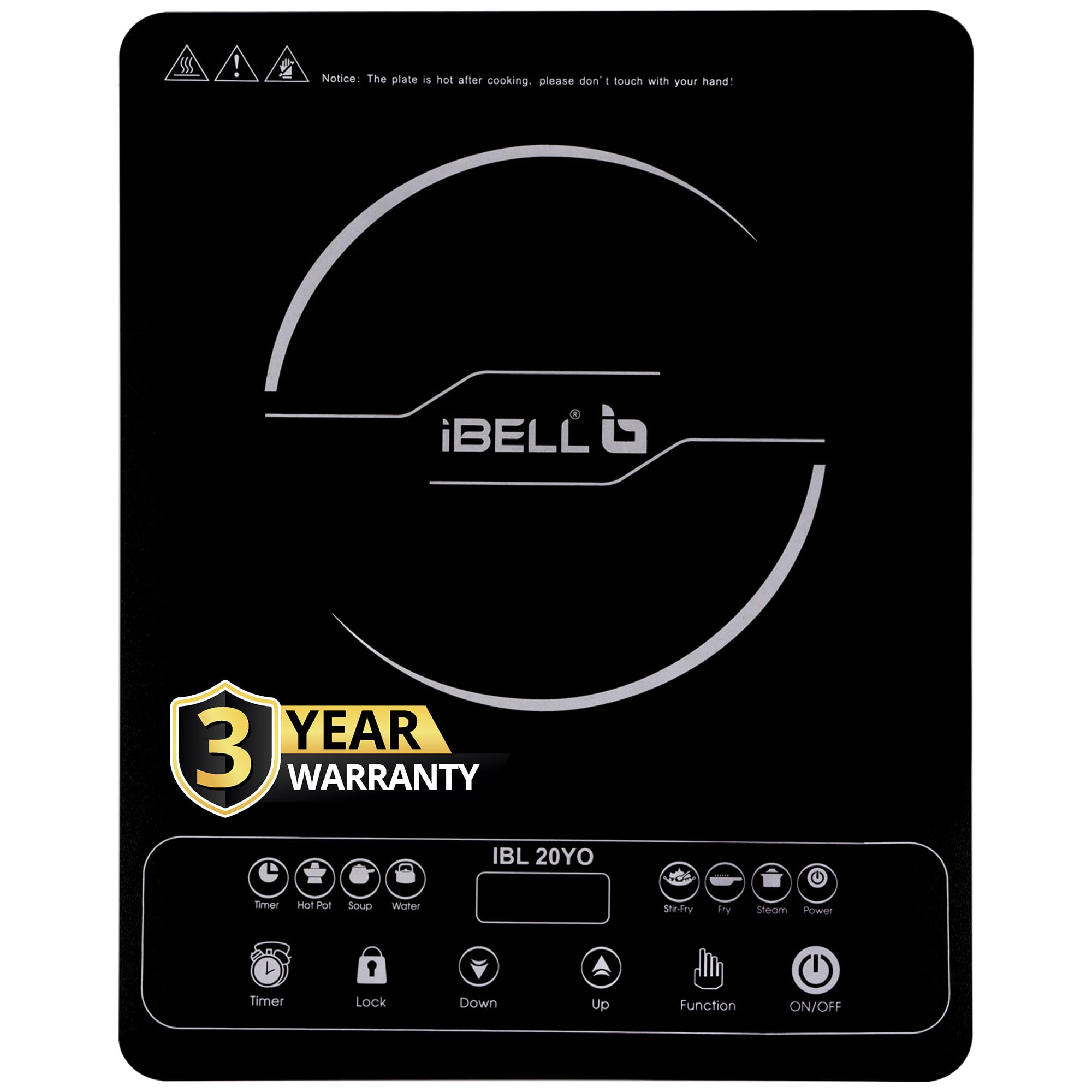 iBELL 20 YO Induction Cooktop 2000W with Full Touch Control, Auto Shut Off and over Heat Protection Black-image-13