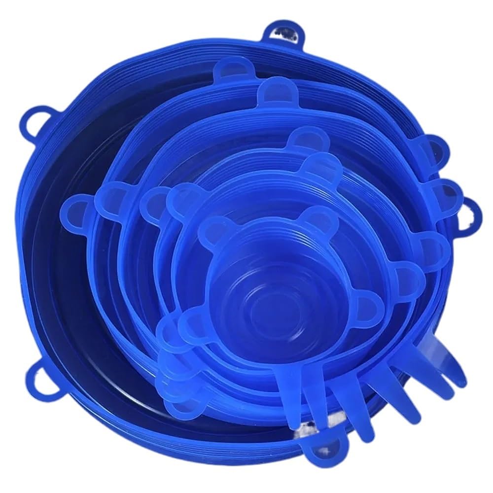 3Sets Multifunctional Stretchable Silicone Cling Cover - Fruit & Vegetable Seal For Refrigerator Wrap for Bowls Jars(Blue circular)