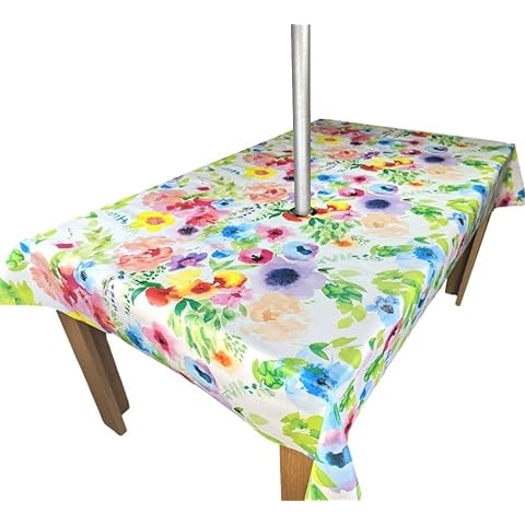 Karina Home Square Wipe Clean Tablecloth with Hole Cover