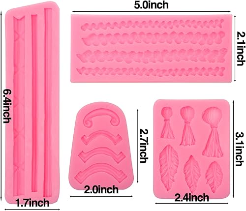 Miniatura 2 de Molde de silicona para fondant de cuerda de cáñamo moldes de chocolate con borde de borla decoración de tartas de punto moldes para hornear para