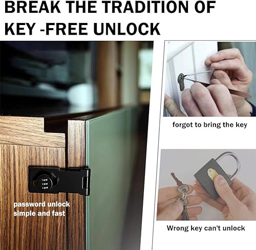 Miniatura 4 de Cerraduras de cerrojo giratorio con contraseña mecánica, cerradura de seguridad para puertas pequeñas, armarios, puerta de granero, baño, al aire