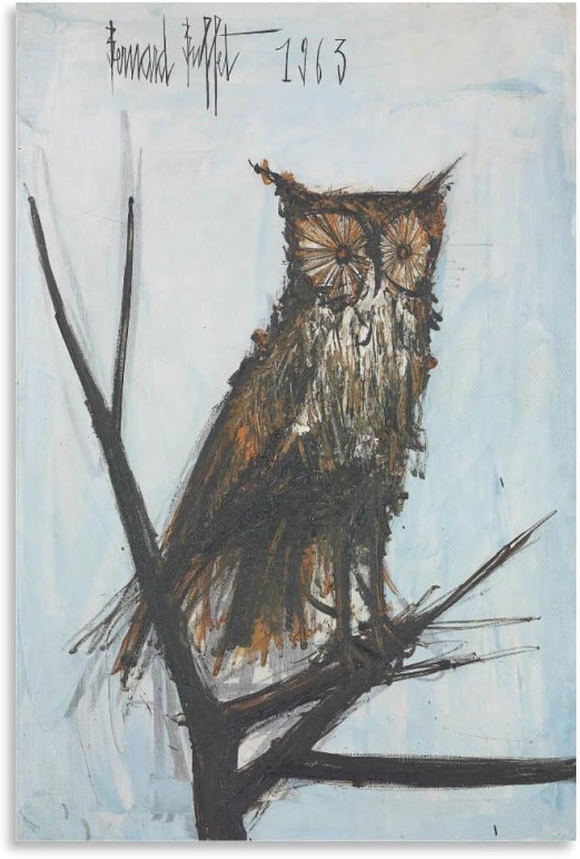 Rikin Liuff Little Owl by Bernard Canvas Poster Wall Art Home Decor 40x60cm Frameles