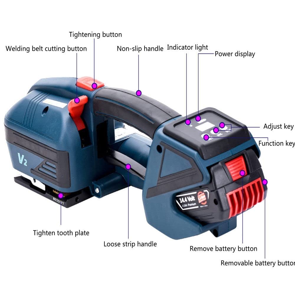 Reggiatrice Elettrica U.S. Solid Con LCD - Per Nastri PP/PET 13-16mm, Batteria 4000mAh