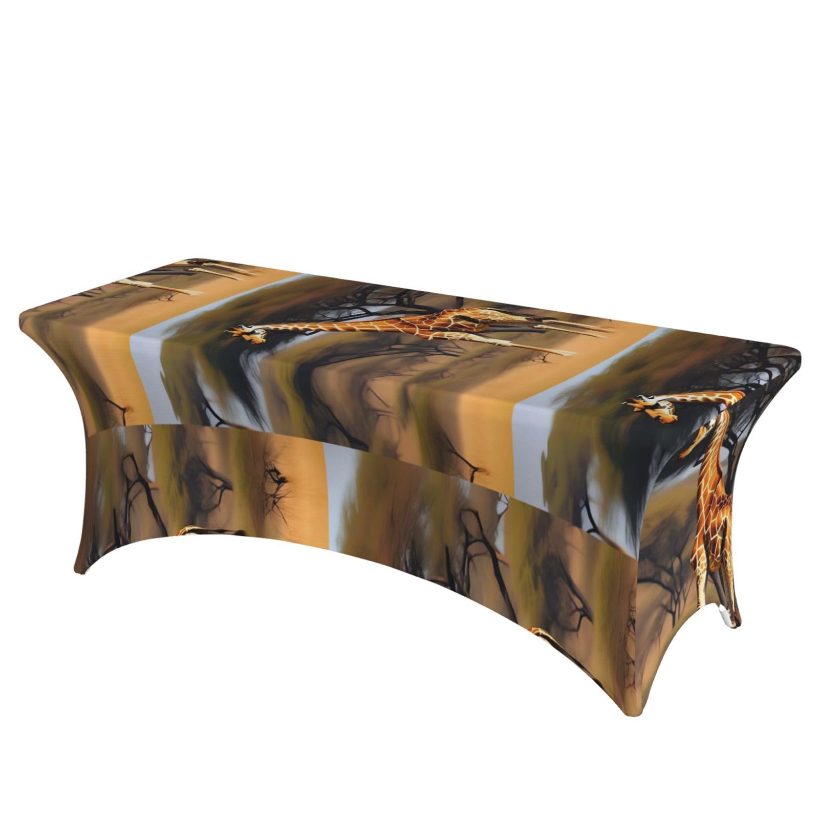 LMNGH Africa Giraffe Majestic Tree Decorative Tablecloth Protector for Wedding, Banquet & Parties6FT Spandex Rectangle Tablecloths, Stretch Washable Table Cloth Wrinkle Free Patio Table Cover
