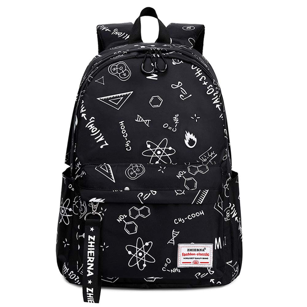 Mochila escolar Mochila para niñas Niños Adolescentes, primarios/secundarios/universitarios Estudiantes Satchel Book nylon impermeable Bolsa ligera para computadora portátil (black)