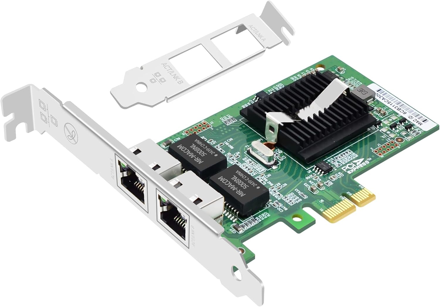 with Intel 82576 Dual Port Gigabit PCI-E X1 Server NIC, 10/100/1000Mbps Ethernet Network Card with 2xRJ45, Low/Full Profile for Desktop/Server
