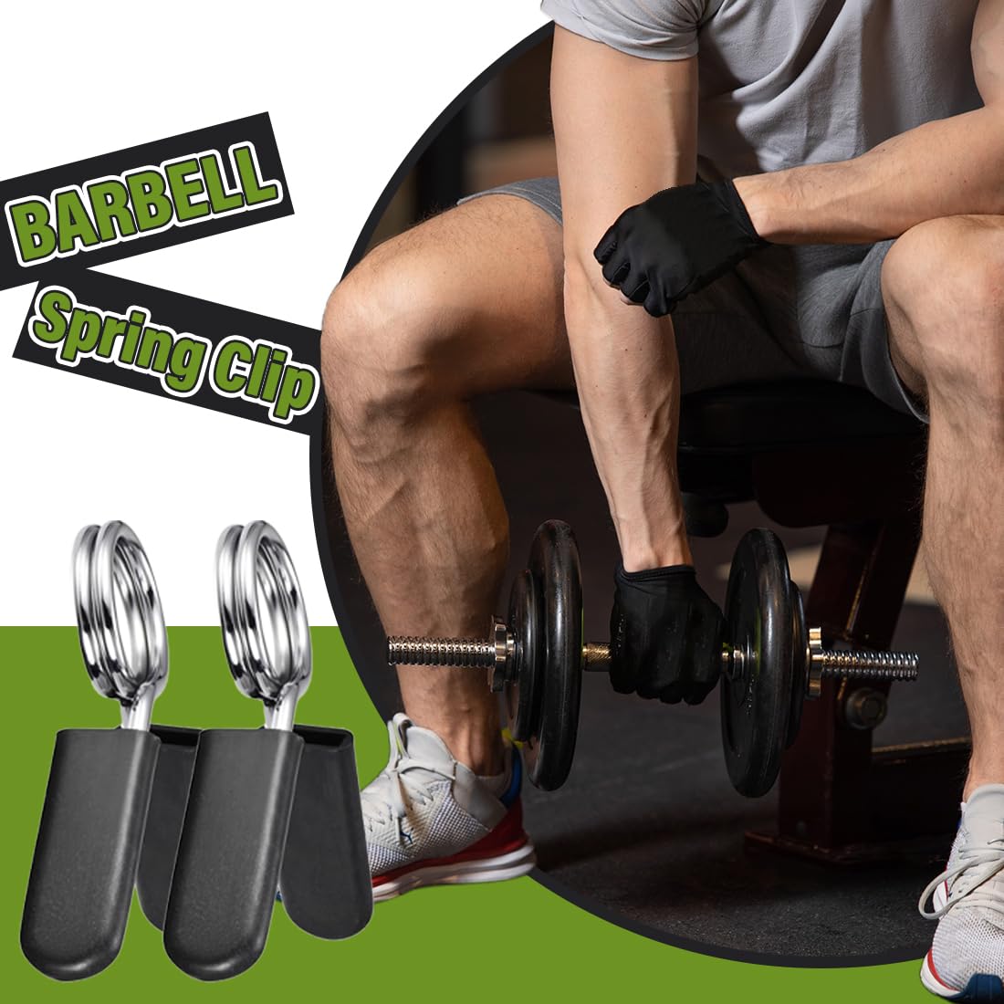 Collari da palestra 6 clip a molla per manubrio da 25 mm, clip a molla per manubrio nere, clip per bilanciere con manubri a molla