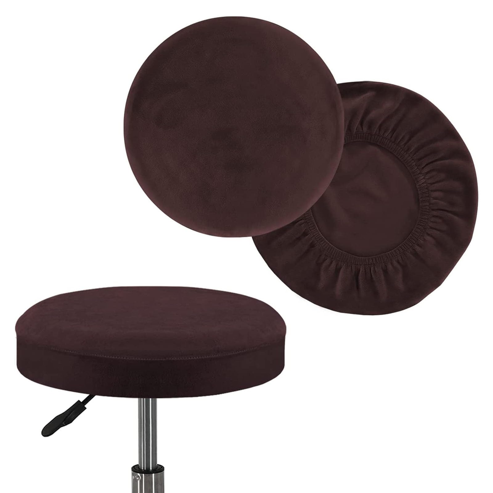 YYDSWTW Round Stool Cover 2 pcs Stool Covers Round Round Storage Stool Cover Footstool Cover Bar Stool Covers Seat Cushions for Dining Chairs Round Stool Bar Cover 41-46cm brown