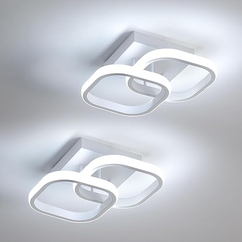 Mckalen Plafoniera LED Soffitto Moderno, 2 Pezzi 22W 2475LM Lampadario LED Soffitto Bianca, Lampada da Soffitto Soggiorno per Camera da Letto Corridoio Cucina, Bianco Freddo 6500K