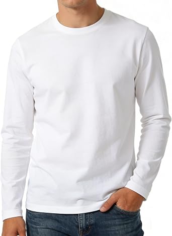 KikizYe Mens Long Sleeve T-Shirts Cotton Crewneck Tee