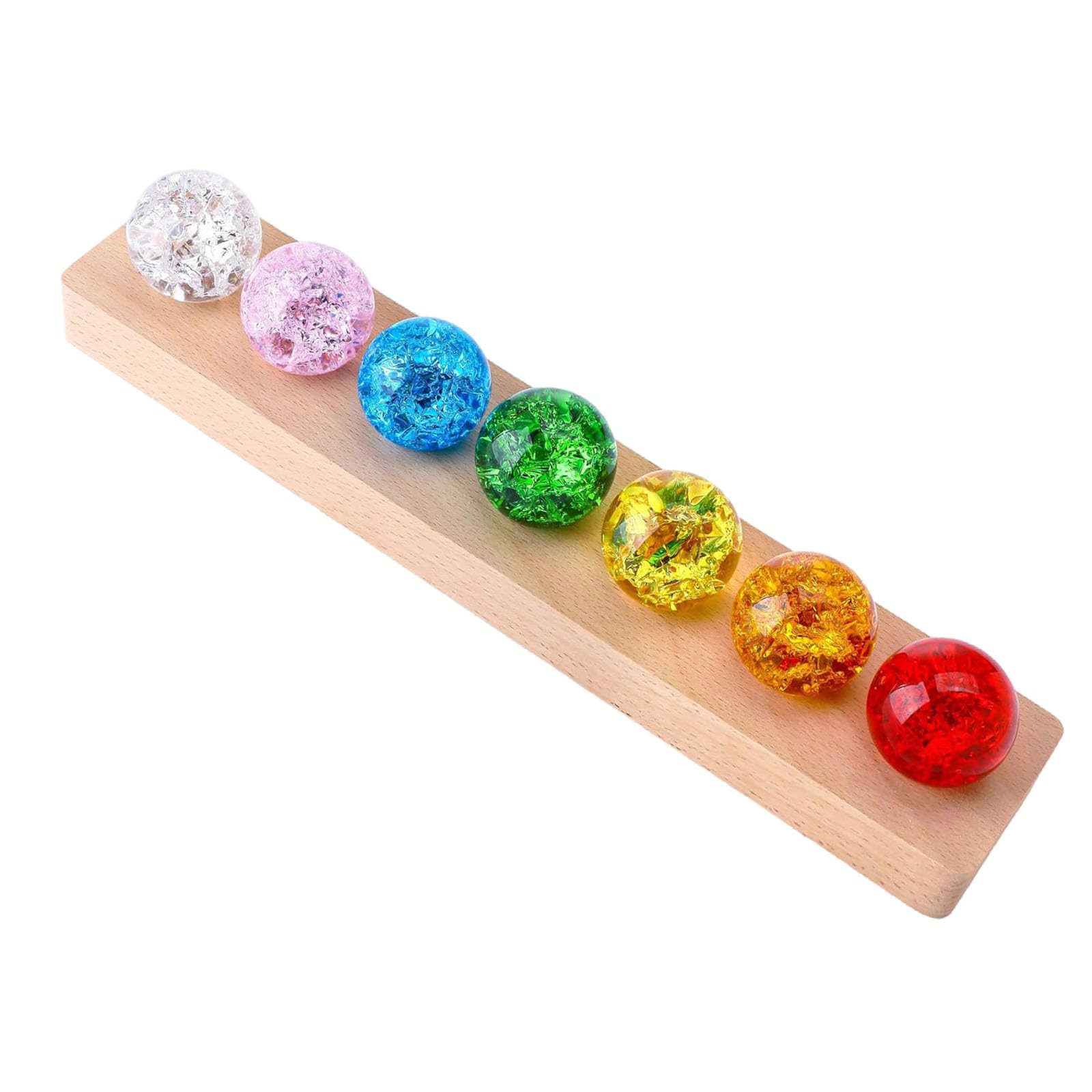 Bola de cristal de 7 chakras con base LED, esferas de vidrio agrietado en hielo, cumpleaños, Navidad, decoraciones de meditación