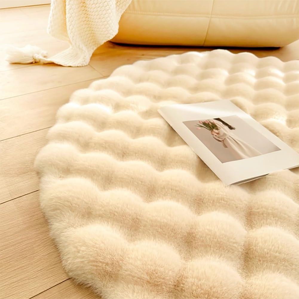Tappeto rotondo moderno P Higile tappeto per soggiorno e camera da letto tappeto in pelliccia sintetica perfetto per la camera dei bambini – 140 cm