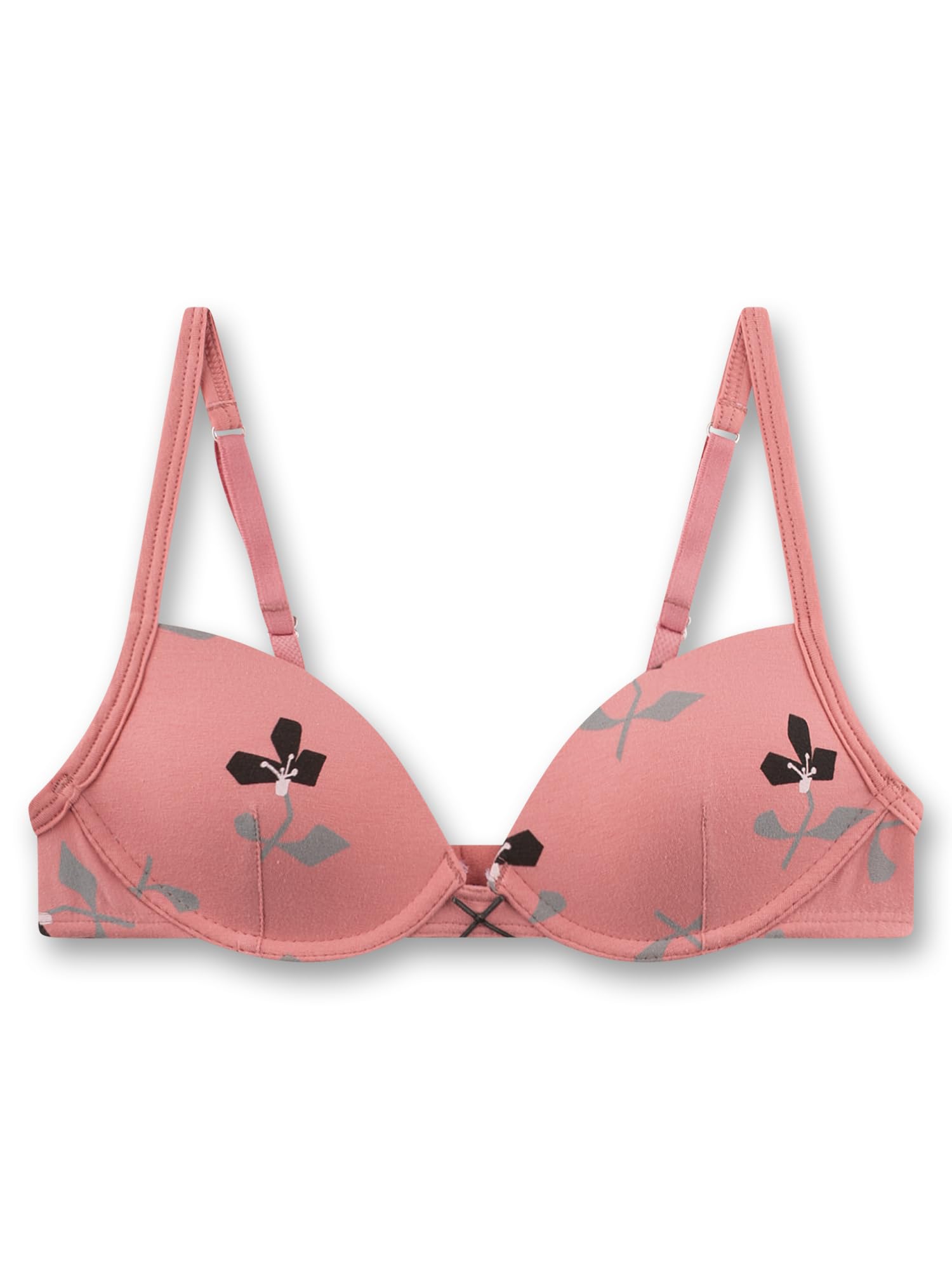Sanetta Girls' Soft Cup Bra Pink Comfortable and Comfortable Soft Cup Bra Without Underwire for Girls Made of Cotton Mix Underwear with Adjustable Straps and Floral Allover Girls' Bra, Pink, 34A