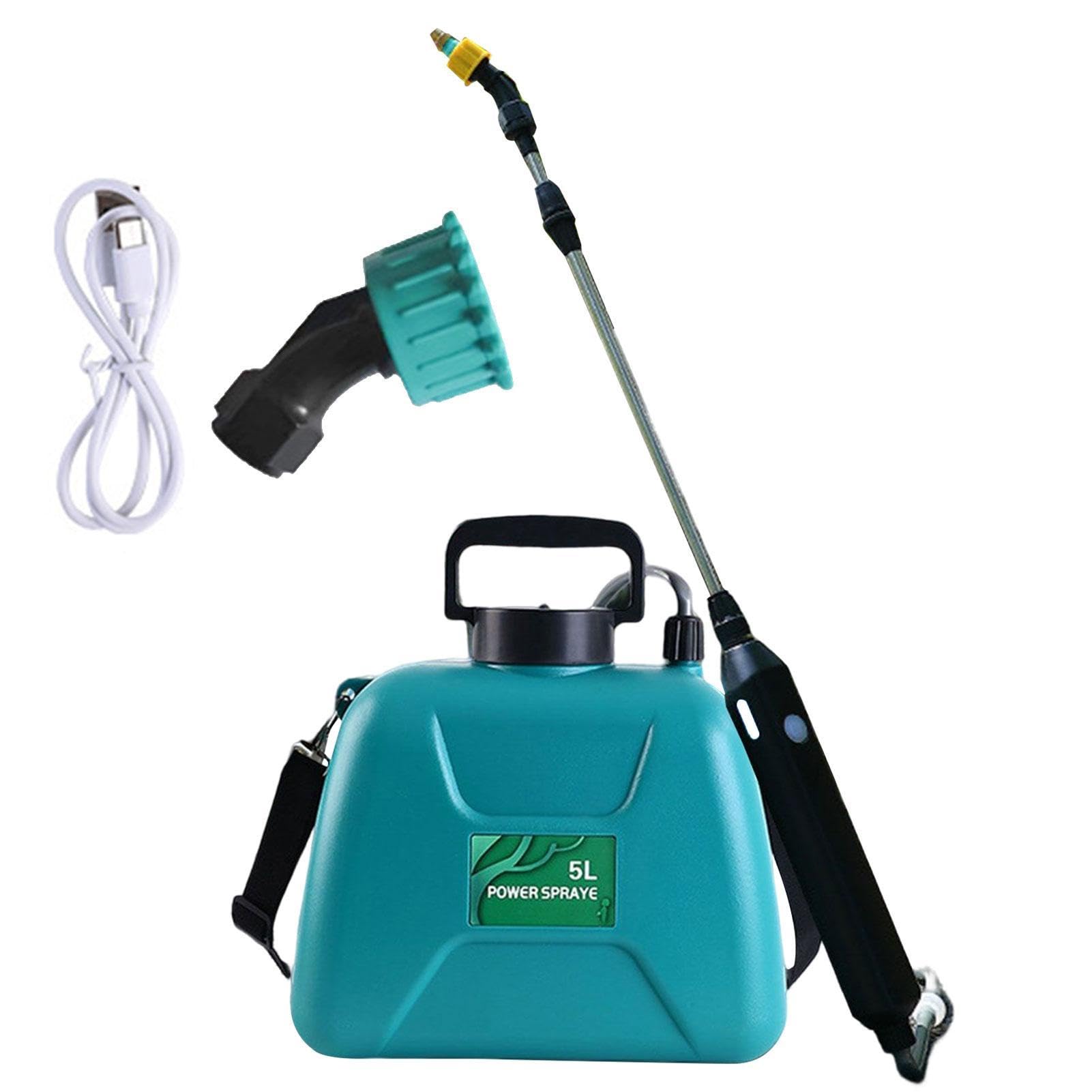 Spruzzatore a spalla - Spruzzatore elettrico per piante, alimentato a batteria, spruzzatore da giardino da 5 litri, spruzzatore liquido da giardino con bacchetta telescopica, 2 ugelli spray e tracolla | batteria, spruzzatore da giardino da 5 litri, spruzz