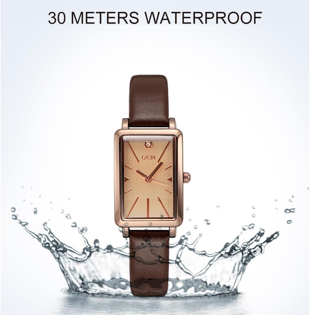 TOOCAT Women Wrist Watch Mini Ultra-Thin Elegant Simple Square Quartz Watches with Leather Strap 30M Waterproof Analog Watches for Females Students Ladies - Image 5
