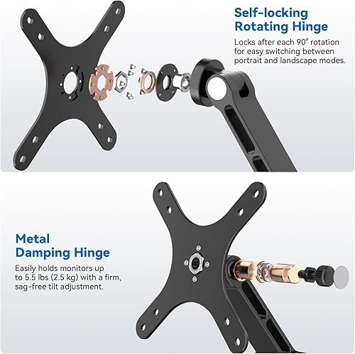 Miniatura 5 de Soporte giratorio e inclinable para Echo Show 15 (Gen 1, Gen 2), soporte de monitor portátil, ángulo y altura ajustables con bases de rotación