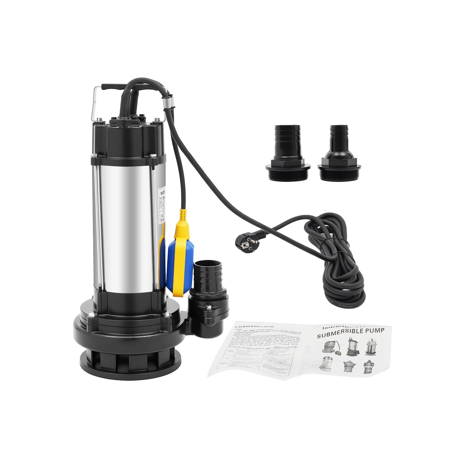 Pompa per acque sporche, pompa sommergibile autoadescante, interruttore galleggiante, pompa da giardino 36 m³/ora, altezza 22 m, pompa per acque reflue