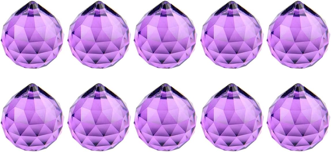 10pcs 30mm Colorful Crystal Prisms Suncatcher, Rainbow Pendants, Crystals Prisms for Windows, Feng Shui, Ball Glass Lamp Parts, Windows, Gift, DIY Ornament, Violet