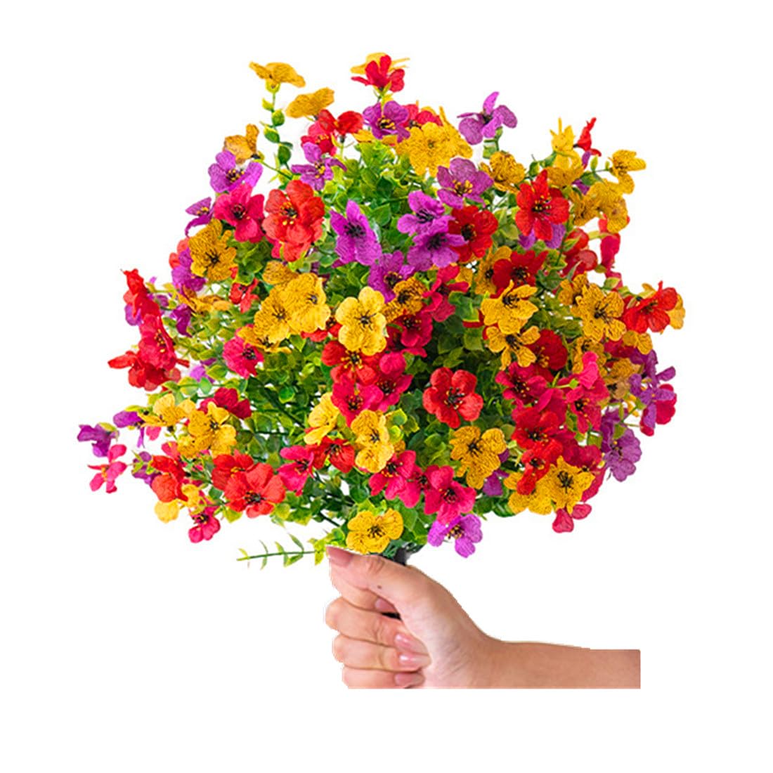 Aflorshope 12 Pieces Artificial Flowers Violet Flowers UV Resistant Fake Flowers for Home Office Festival Bouquet Decoration (AMulticolour)