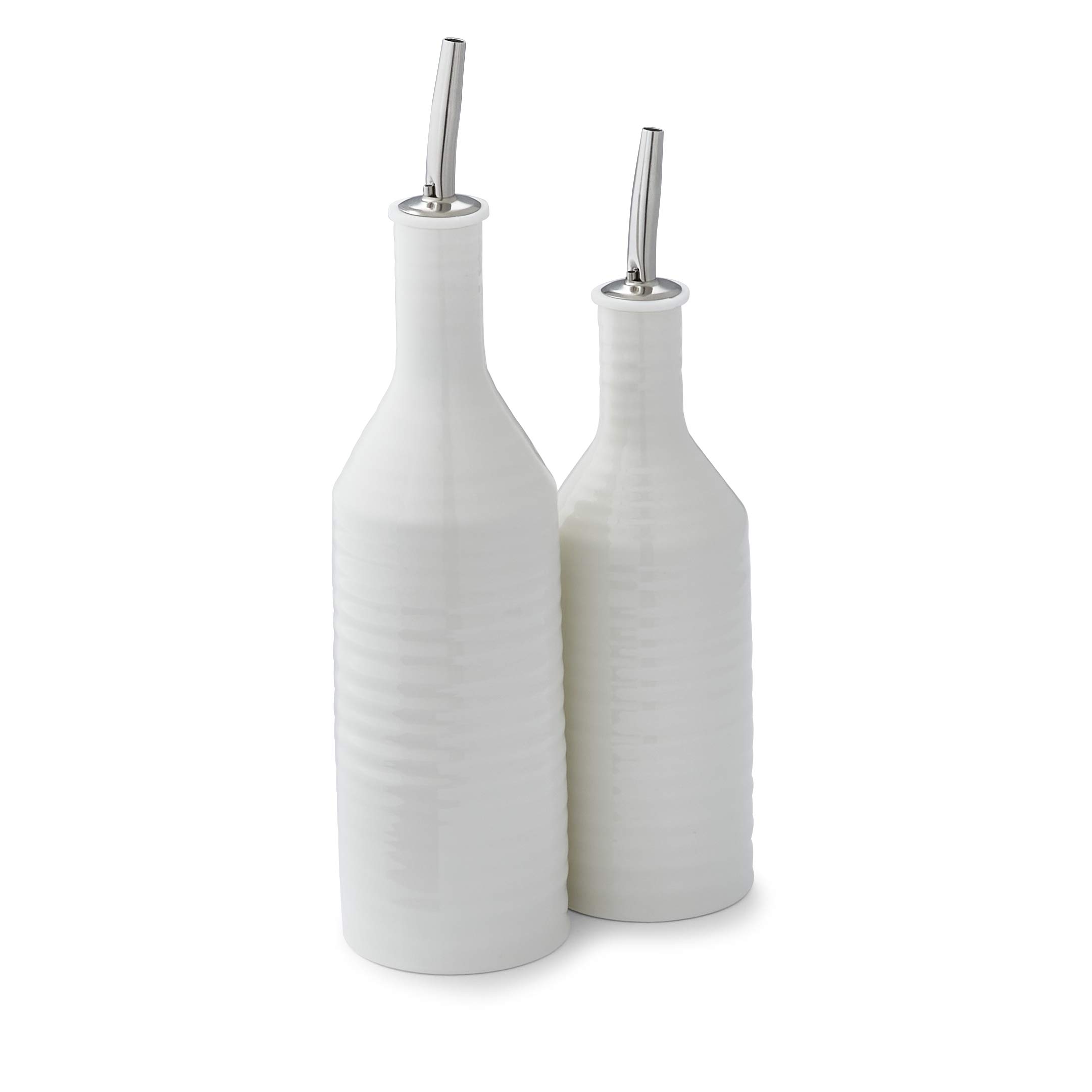 Portmeirion Home & Gifts CPW78894-XP Oil & Vinegar Drizzler Set, Porcelain, White, 7 x 7 x 26.5 cm