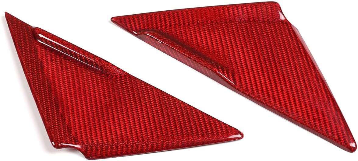 Car Exterior Accessories Front A-Pillar Triangular Decorative Stickers Rear Mirror Front Decorative Cover Panel for Nissan GTR R35 2008-2016 (Carbon Fiber Red)