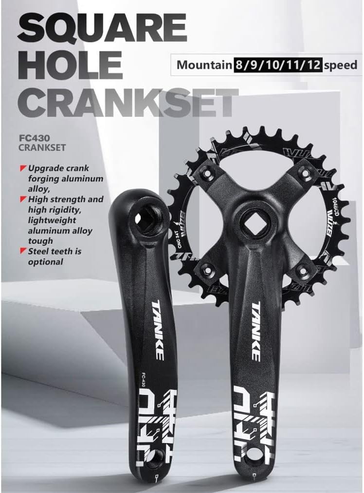 Buy QHIYRZE MTB 170mm Square Taper Crankset 104BCD Narrow Wide Tooth