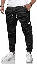 LIUPMWE Men's Chino Cargo Jogging Bottoms Cotton Sweatpants Long Breathable Sports Trousers Casual Trousers Elastic Pants Waist with Drawstring Pockets