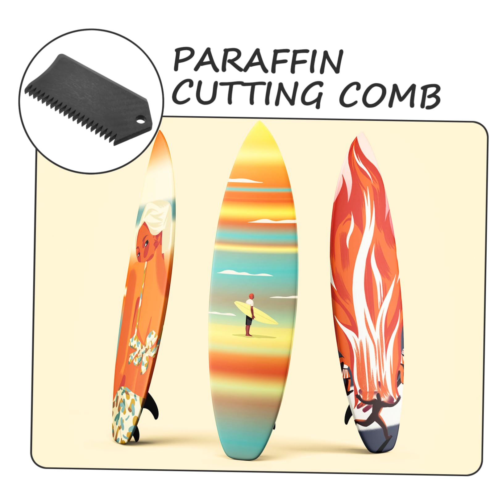 BESPORTBLE Surfboard Board Wax Comb Plastic Wax Remover Unique Carbon Fiber Single Pack No Key Needed for Surfers