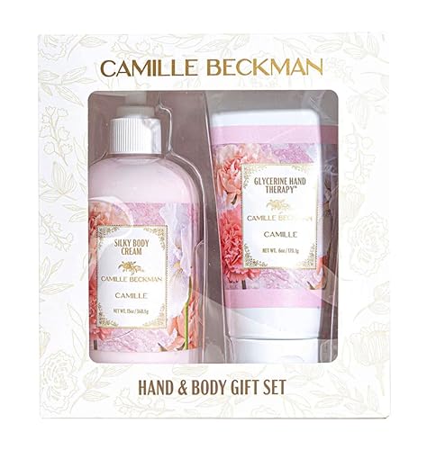 Camille Beckman Set de dúo de manos y cuerpo, crema de manos sedosa para cuerpo y glicerina, Camille