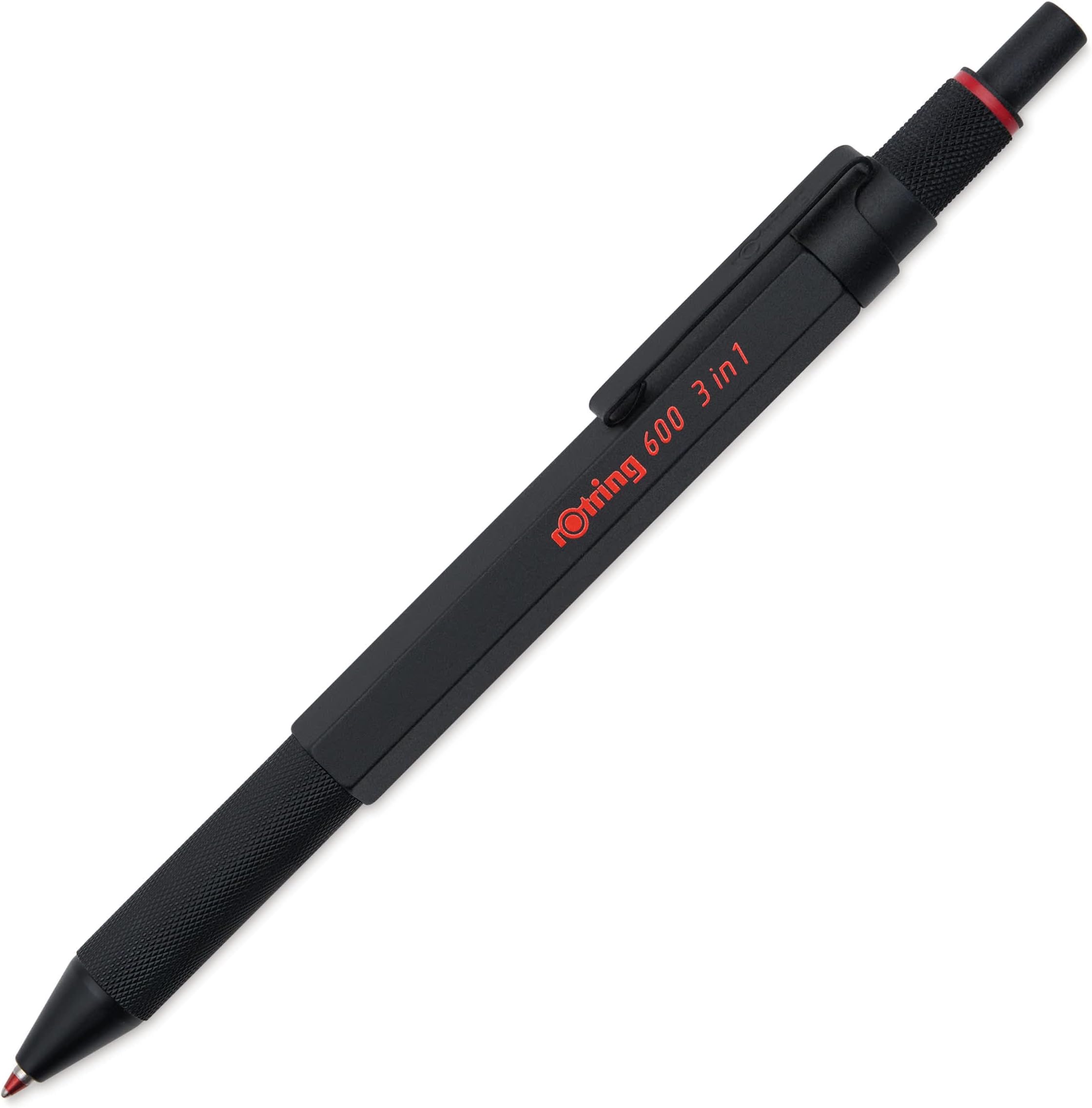 600 3-in-1 Multicolour Pen and Mechanical Pencil Black & Red Ballpoint Pen Tips 1 Mechanical Pencil Tip (0.5mm) Black Barrel