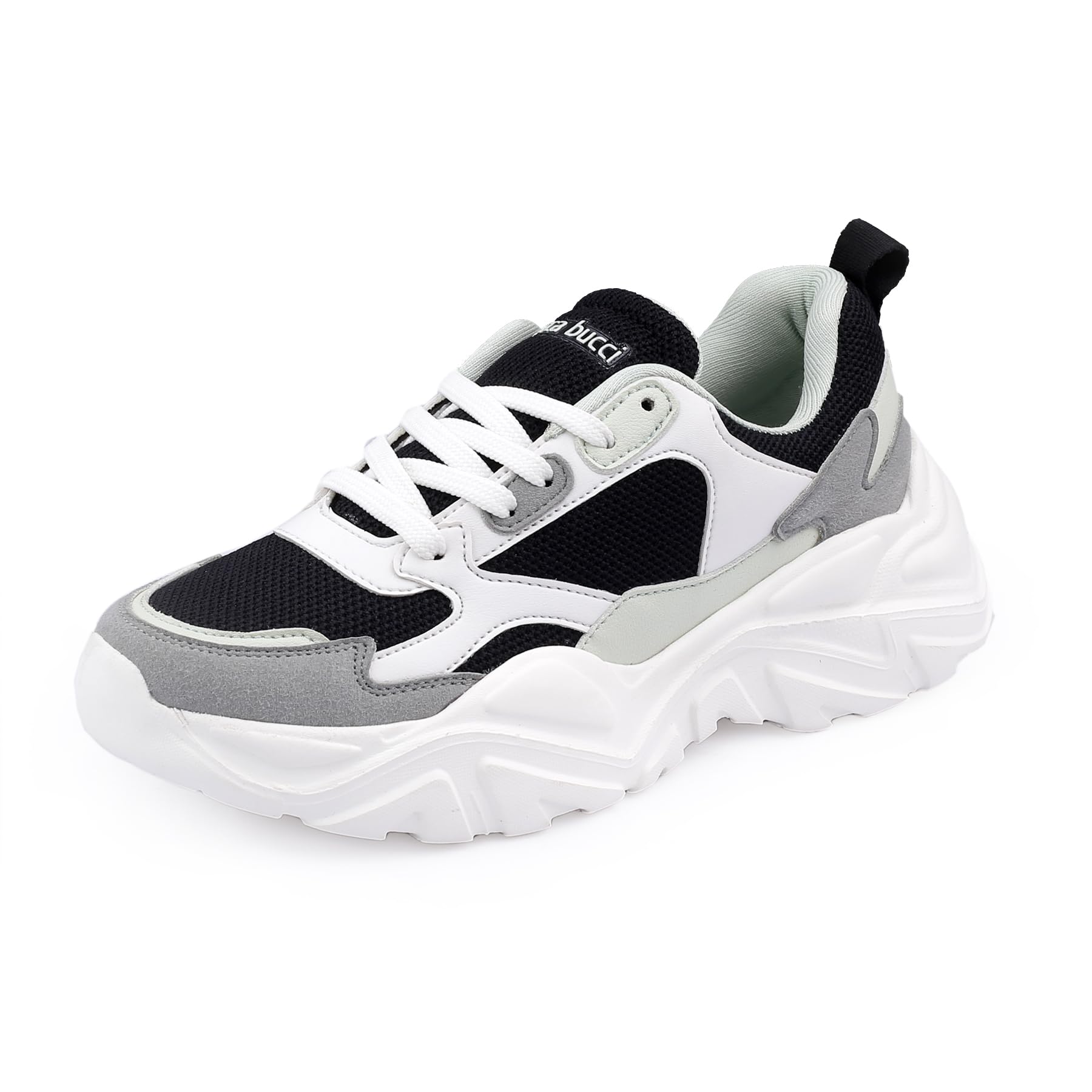 Bacca Bucci® Spark Low-top Platform Colorblock Fashion Sneakers for Women | Streetwear Chunky Sneakers with Light-Weight Outsole (Black and White, Size UK36) (B0C7H4F5PX) Amazon Price History, Amazon Price Tracker