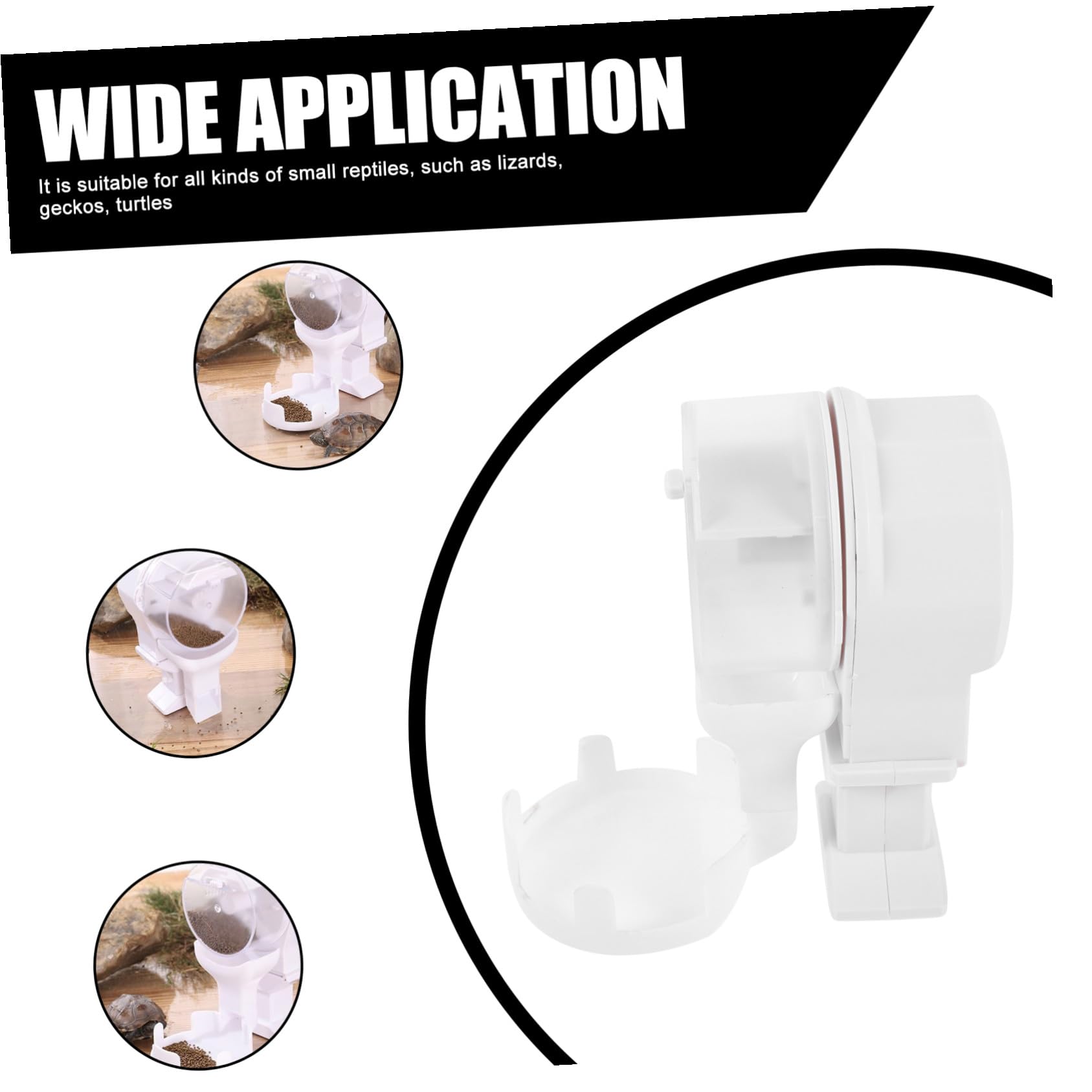 Dispenser Automatico per Rettili e Tartarughe 100ml Ciotola Stabile in Plastica Bianca Vassoio Alimentatore per Alimentazione Controllata in Terrario