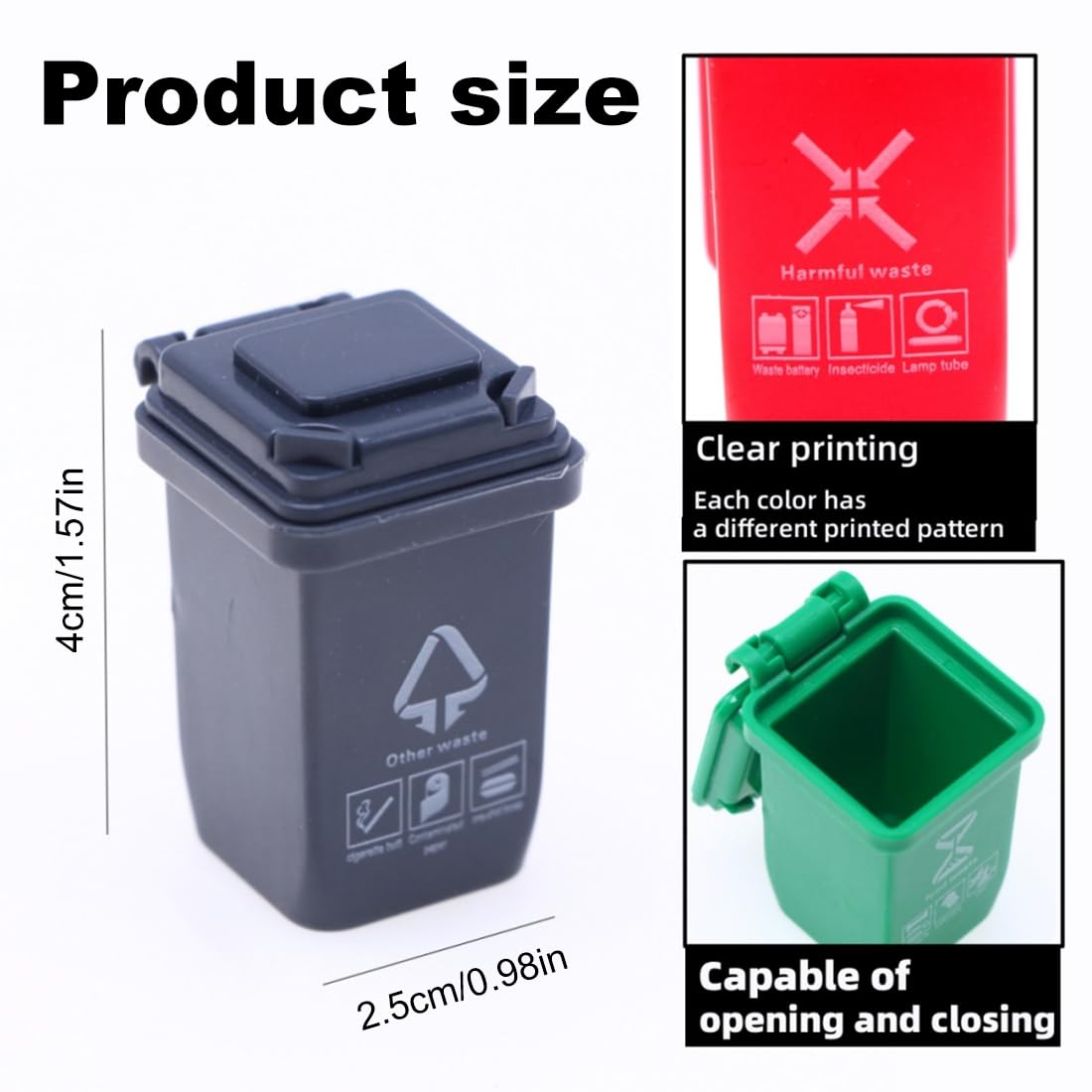 10 Pezzi Mini Bidoni Della Spazzatura In Miniatura - Giocattoli Per Casa Delle Bambole, Didattici, 5 Colori (Giallo, Rosso, Nero, Verde, Blu)