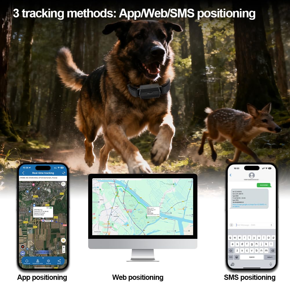 Winnes 4G Rastreador GPS para Perros, Caza Caballos Vacas Ovejas 3000mAH Batería Localizador GPS para Animales Grandes Resistente al Agua IP66 Seguimiento en Tiempo Real, Alerta de Geocerca TK935