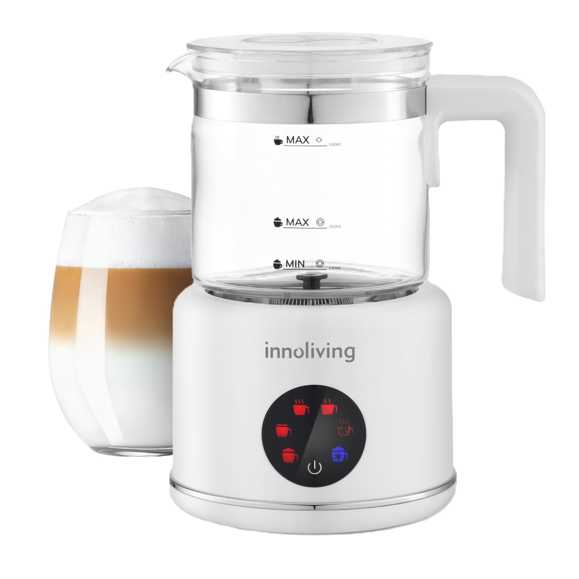 Innoliving Montalatte Elettrico Cappuccinatore INN-786, Capacità 350ml, Schiuma Latte Calda e Fredda, Antiaderente, Compatto, Facile da Pulire, Ideale per Cappuccini e Bevande Calde, Monta e Scalda