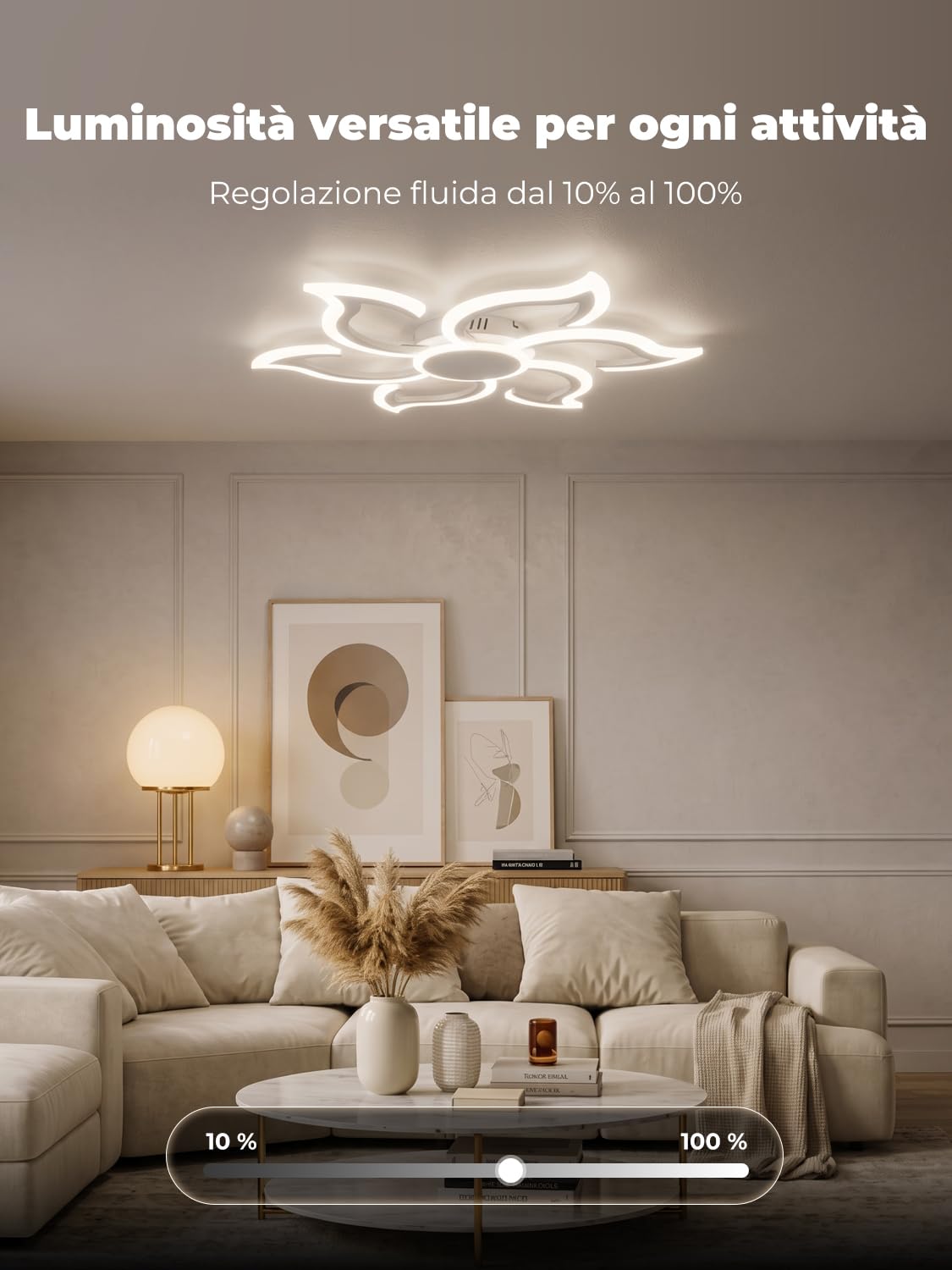 Smart WiFi Lampadario Compatibile con Alexa e Google Home, Ø88cm Plafoniere Led Design Fiore Moderno, Dimmerabile, Funzione Memoria, Ceiling Light per Camera da letto, Soggiorno, Bianco