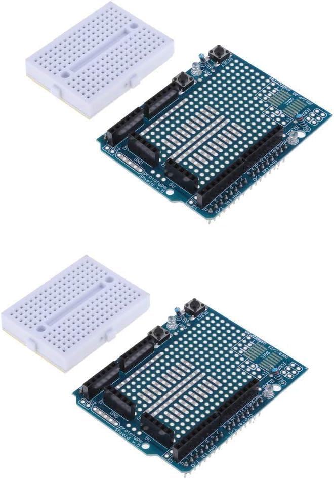 REES52 2pcs UNO R3 Proto Shield Prototype Expansion Board with SYB-170 Mini Breadboard Based for Arduino UNO R3 ProtoShield