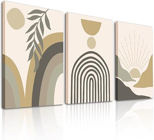 Decoración de pared bohemia verde salvia, impresiones de pared modernas de mediados de siglo, arte de pared bohemio, juego de 3 arte de pared