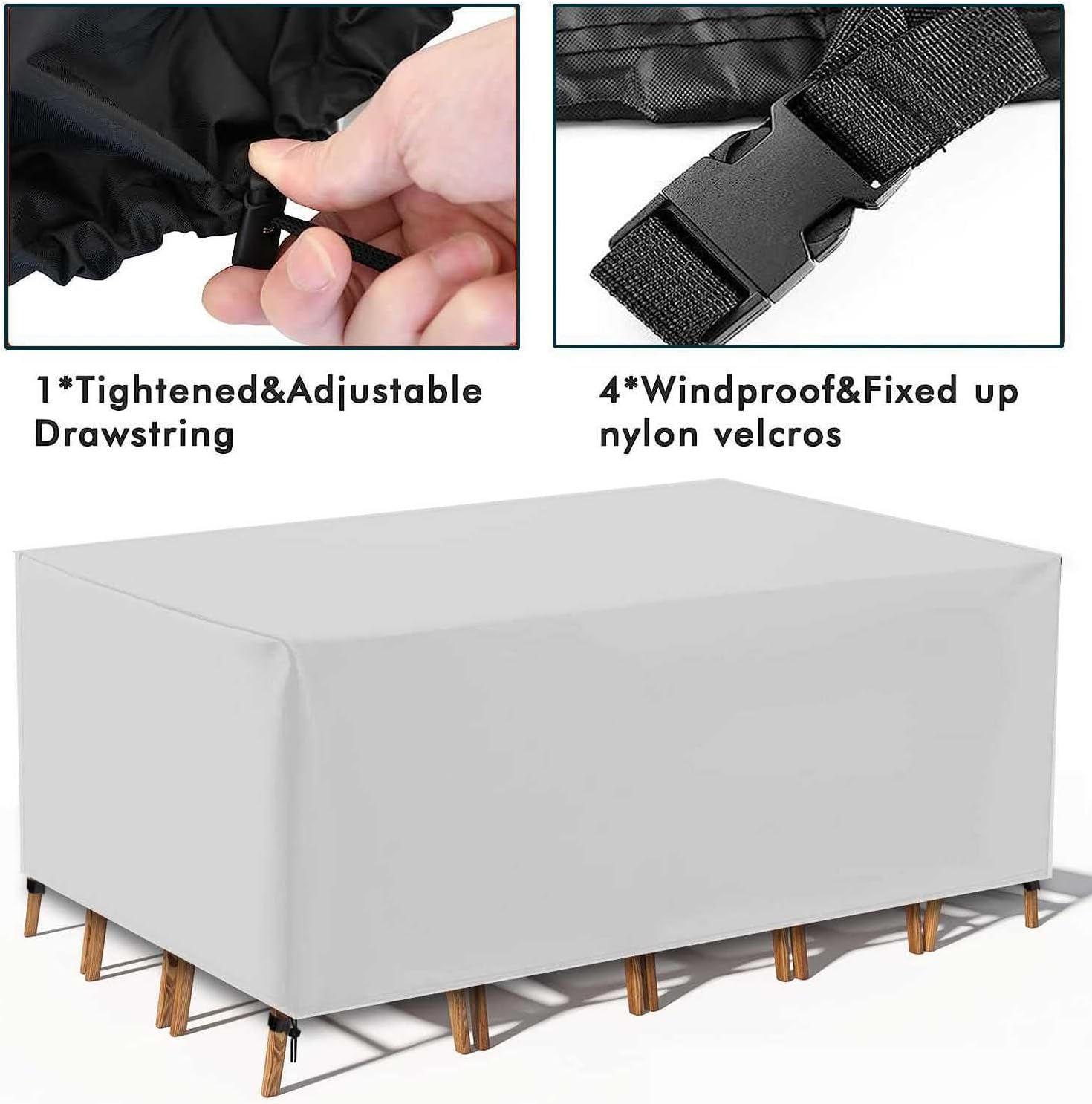 Patio Furniture Covers, Outdoor Table Covers Waterproof Rectangle, 600D Outdoor Furniture Covers, Wind Dust Proof Anti-UV Durable Patio Sectional Couch Cover 44"L x 36"W x 28"H / 110x90x70cm