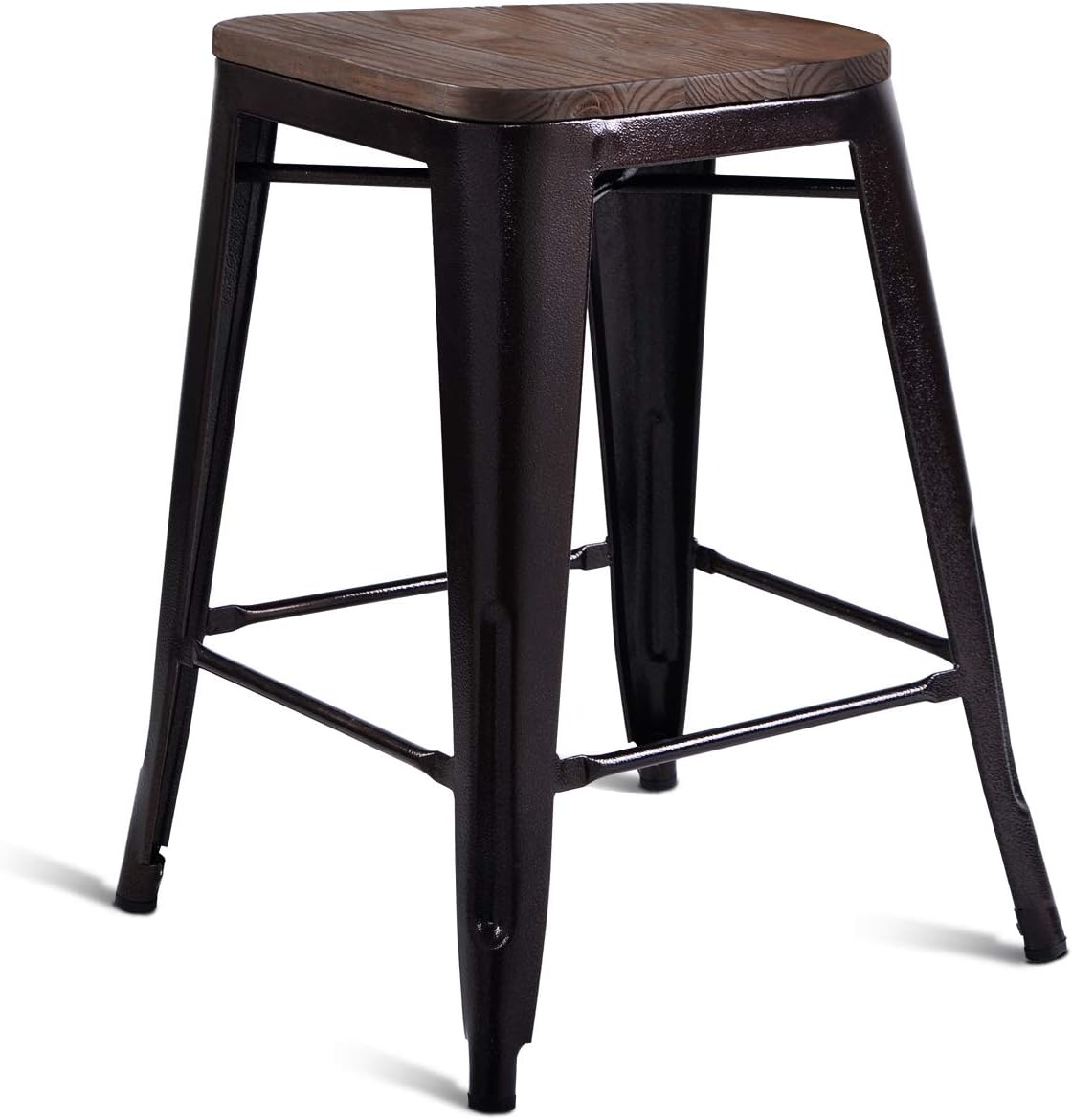 RELAX4LIFE Dining Kitchen Chairs Set of 4 Metal 19" Stackable Chairs Set W/Back for Indoor&Outdoor Patio Bistro Cafe Side Bar Restaurant Metal Chairs (19”×20.5”×39”, Copper)