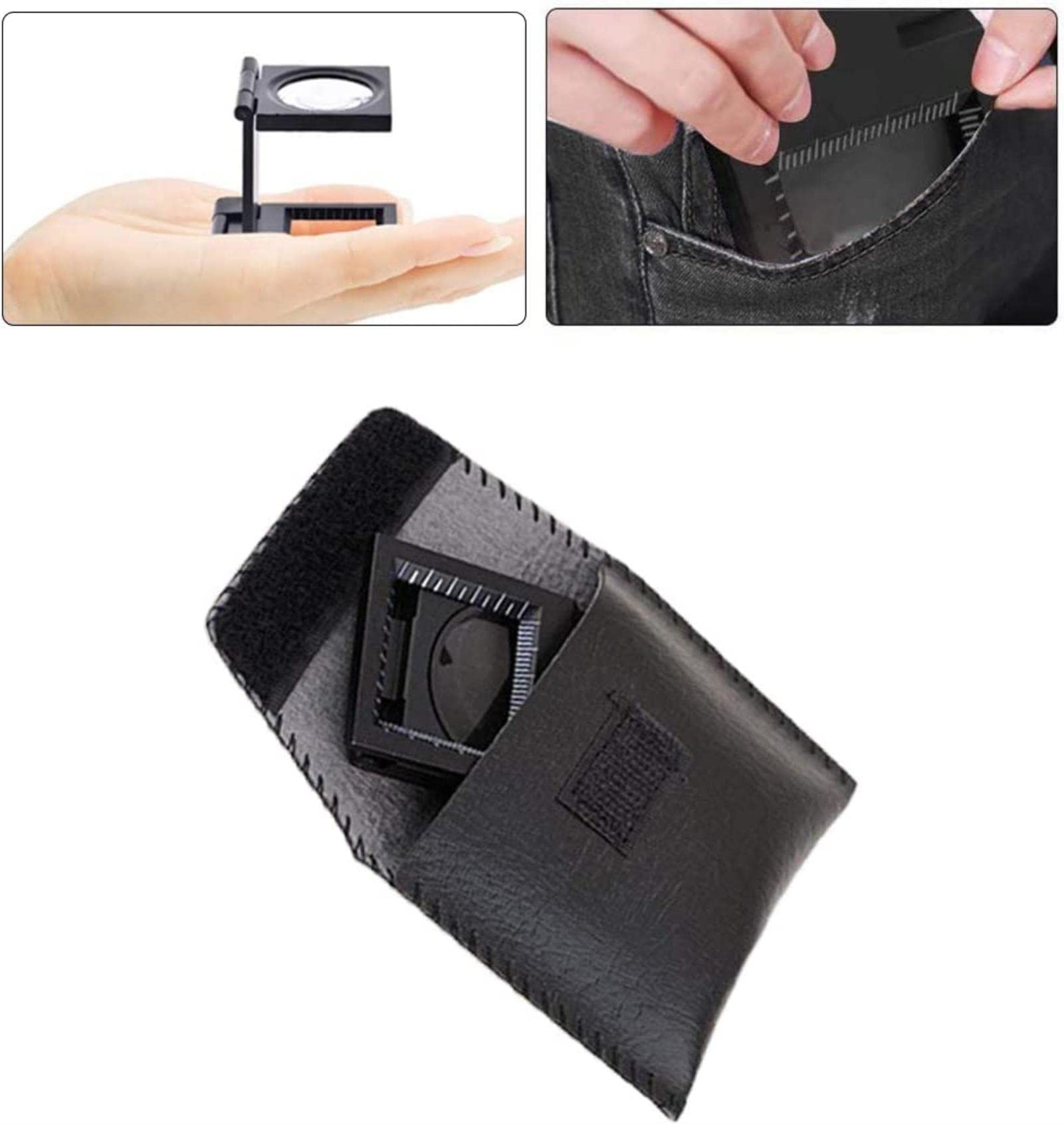 10-fache Vergrößerung, Faltbare Tischlupe, freihändige Vergrößerung, tragbare Faltlupe mit Ständer, Vergrößerungslampe, Glaslupe für Hobbys, Handarbeiten und Basteln