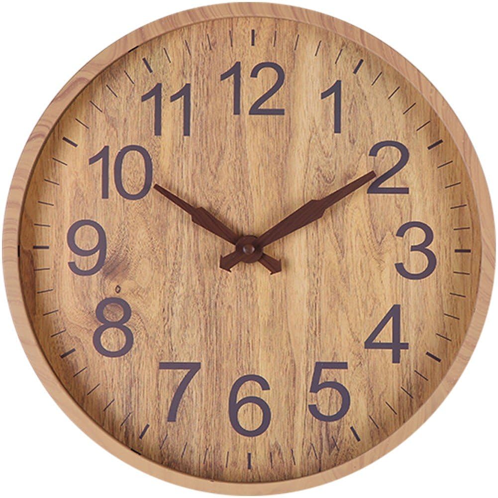 Horloge murale silencieuse pour chambre et bureau au design rétro rond