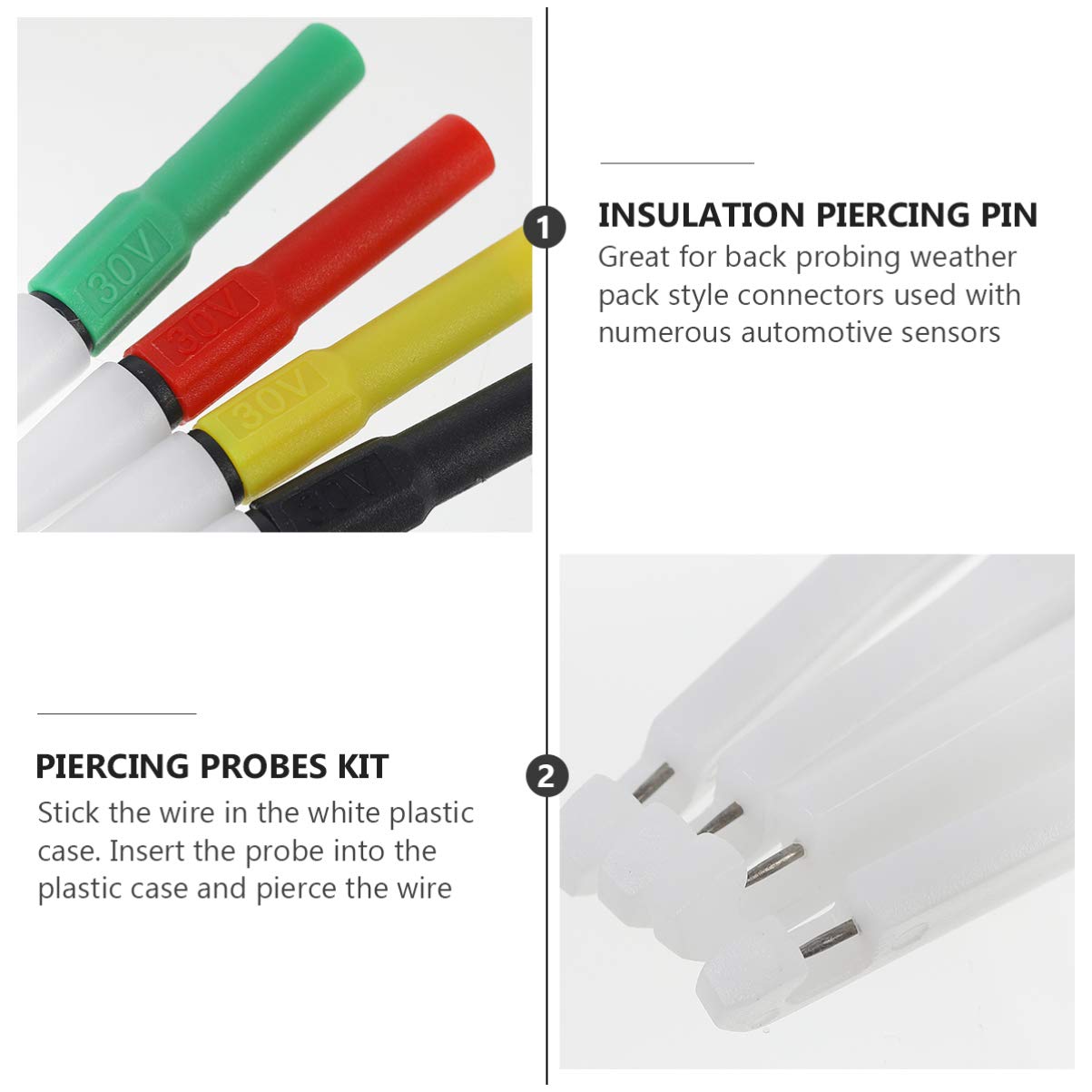 NUOBESTY 3 Ensembles Goupille De Perçage D'isolant Kit De Arrière Pour Multimètre À Fil Mini Perceur De Fil Accessoires De Test Automobile Black 4 Pièces * 3