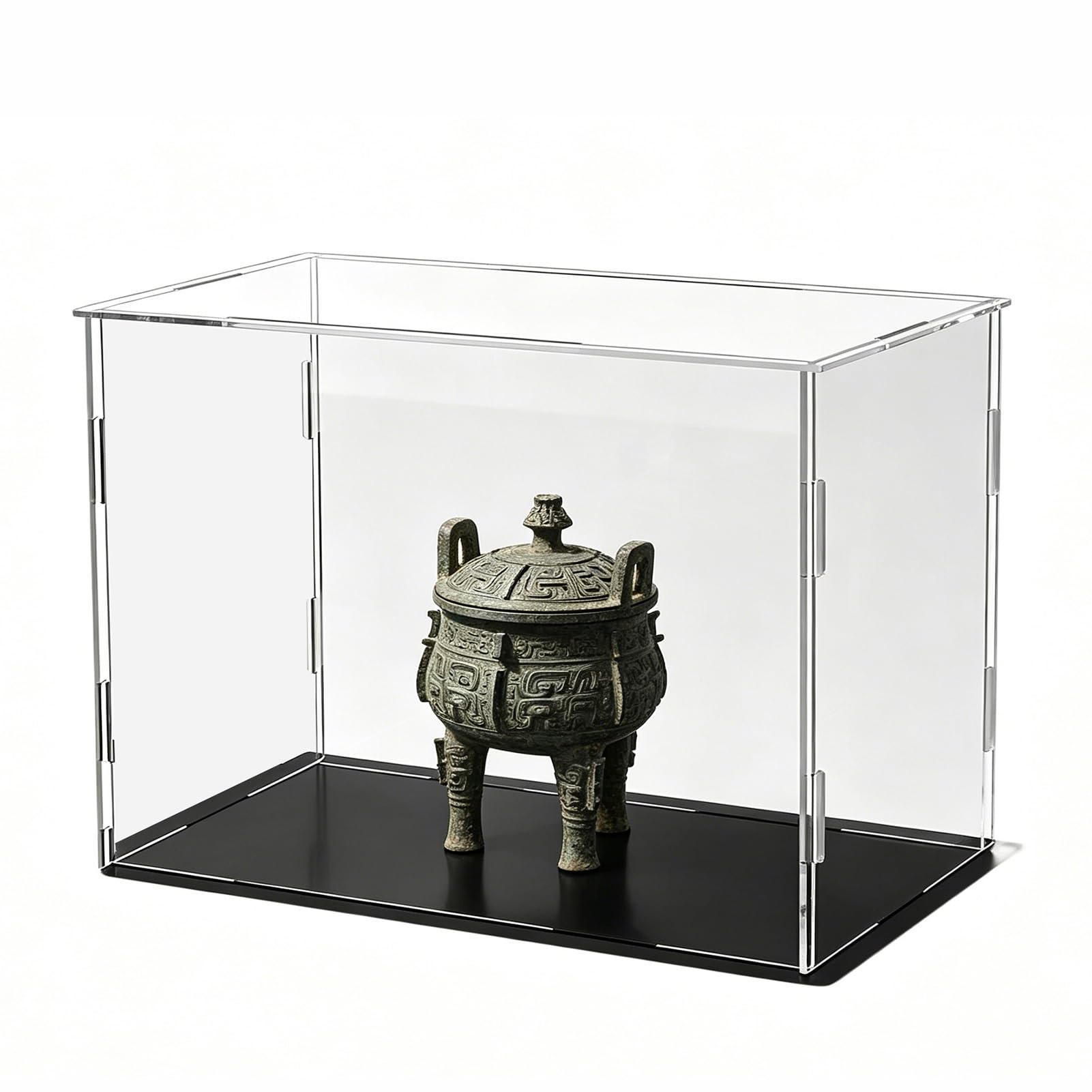 Collectibles Acrylic Display Cases with Uv Protection, Large Models Dust Cover Display Cube Stackable, Figures Countertop Box Storage Bins(Black,25x25x25cm/10x10x10in)