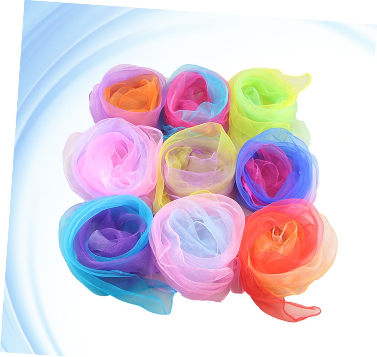 Color Gradient Small Silk Scarves Set 20 Pieces Dance and Juggling Scarves for Boys and Girls for Kindergarten Performances and Creative Play Random Color