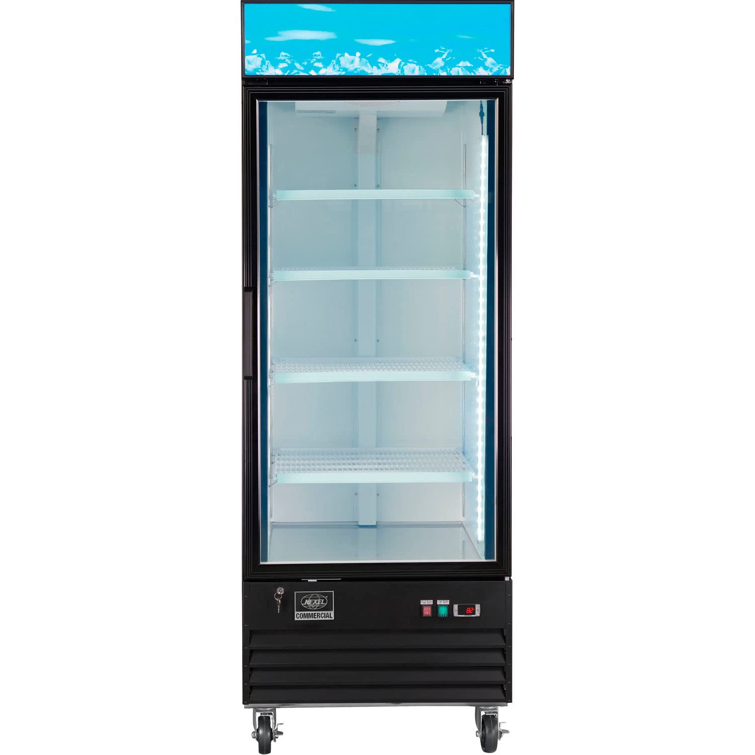 Nexel Merchandiser Freezer, Glass Door, 23 Cu. Ft., Black