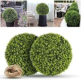 Violinak 2 Packs 20.5in Large Cedar Topiary Balls, Artificial Plant Topiary Balls for The Front Door