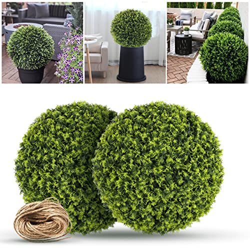 Violinak 2 Packs 20.5In Large Cedar Topiary Balls, Artificial Plant Topiary Balls For The Front Door, Artificial Cypress Balls, Faux Cedar Balls For Outdoor Decor, Porch, Patio, Garden And Wedding #TOP21