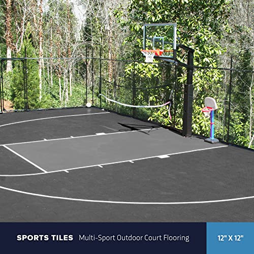 IncStores 5/8 Inch Thick Outdoor Basketball Court Flooring | Build The Ultimate Space for Basketball, Tennis, and More with Weatherproof Plastic Floor Tiles | Midnight Black, 100 Tiles